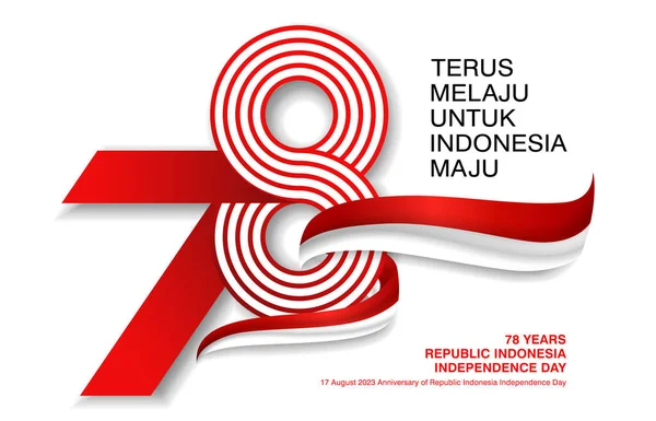 78º Feliz Día Independencia Indonesia Diseño Logotipo Número Vectorial Con — Vector de stock