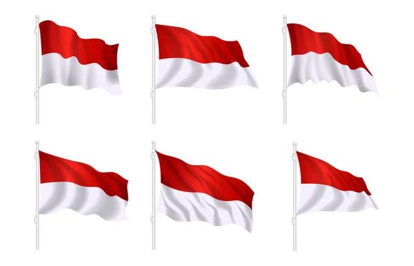 Коллекция Векторов Флага Индонезии Подробная Иллюстрация Дню Независимости Индонезии — стоковый вектор
