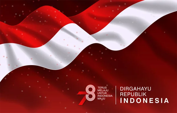 78º Banner Del Día Independencia Indonesia Con Diseño Bandera Ondeante — Vector de stock