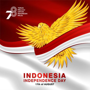 17 Ağustos 2023. Endonezya 'nın bağımsızlık gününde Garuda Bird Vector illüstrasyonu