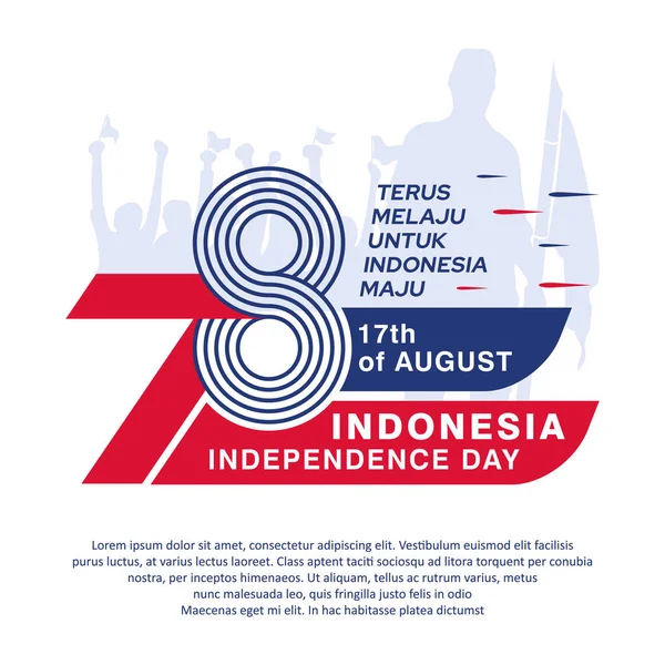 78º Feliz Día Independencia Indonesia Diseño Logotipo Número Vectorial Con — Vector de stock