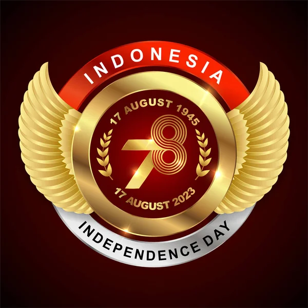Dirgahayu Logo Emblem Design 78Th Happy Indonesia Independence Day Número — Vector de stock