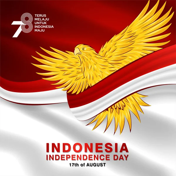 Agosto 2023 Indonesia Independencia Día Fondo Con Garuda Pájaro Vector — Vector de stock