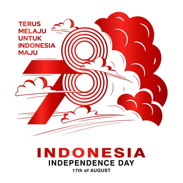 78º Día Independencia Indonesia Con Velocidad Procedimiento Del Diseño Del — Vector de stock