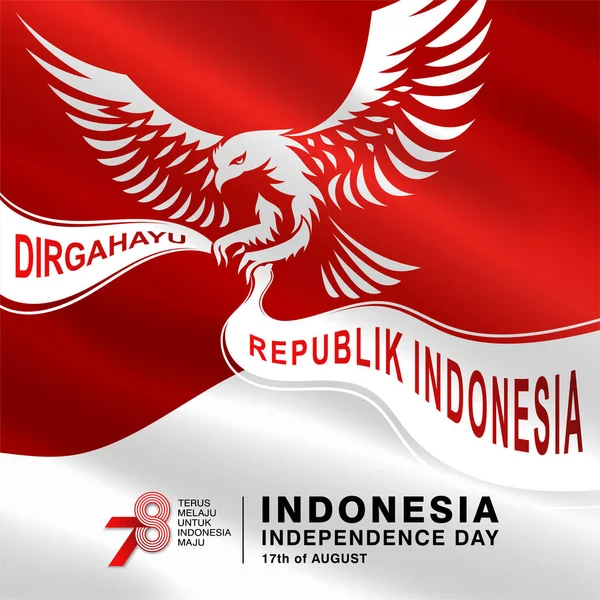 78º Día Independencia Indonesia Con Garuda Sosteniendo Cinta Cielo Ilustración — Vector de stock