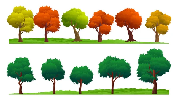 Διάφορα Πολύχρωμα Συλλογή Στοιχείο Δέντρο Απλό Επίπεδο Σχεδιασμό — Διανυσματικό Αρχείο