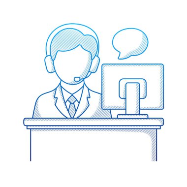 Elle çizilmiş karalama tarzıyla Müşteri Hizmetleri illüstrasyonuName