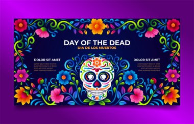 Dia de Muertos Sosyal Medya Postası, Meksika çiçek desenli ölü şeker kafatası günü