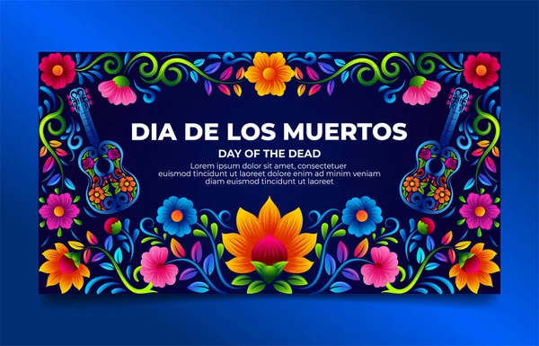 Ölü Renkli Sancak Günü. Dia de Los Muertos Sosyal Medya Sancak Vektörü illüstrasyonu