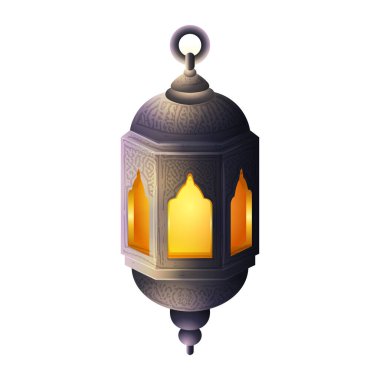 Mübarek bayramın kutlu olsun. İslami fener vektör ilüstrasyonunu asıyorum. 