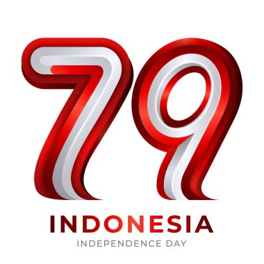 79. Endonezya Bağımsızlığı, 17 Ağustos 2024 Kırmızı ve beyaz renkli logo.