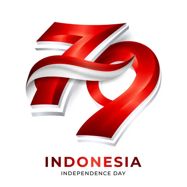 Indonesischer Unabhängigkeitstag August 2024 Konzeptlogo Mit Indonesischer Flagge Stockillustration