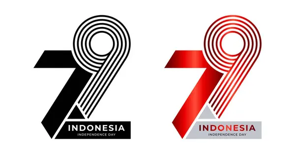 Indonesisches Unabhängigkeitskonzept Logo Mit Unterschiedlichem Modernen Design lizenzfreie Stockillustrationen