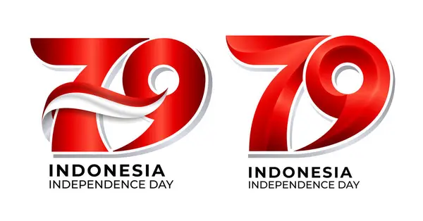 День Независимости Индонезии Августа 2024 Года Концепция Индонезийским Флагом Стоковая Иллюстрация
