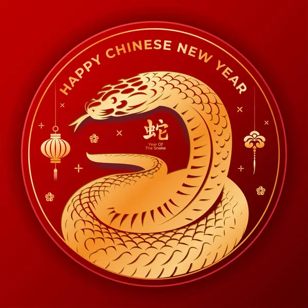 Frohes Chinesisches Neujahr 2025 Des Chinesischen Schlangenzeichens Oder Symbols Stockillustration