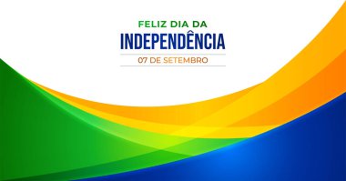 Brezilya Bağımsızlık Günü stil ve modern dalgalı gradyan şekilli. Çeviri: Düzen ve ilerleme