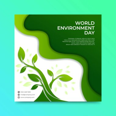 Dünya Çevre Günü Afişi veya ağaçlı Poster ve vektör illüstrasyonunu terk eder