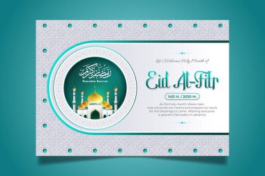 Ramazan Kareem Beyaz ve Yeşil Lüks İslami Arkaplan Dekoratif Süs Tasarımı