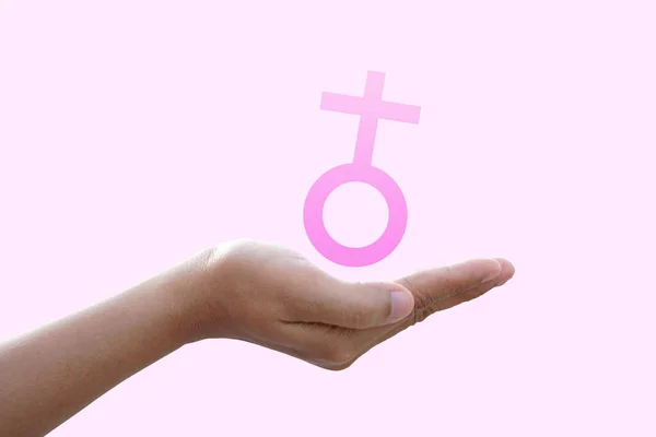 concept of protecting women female symbol on human hand