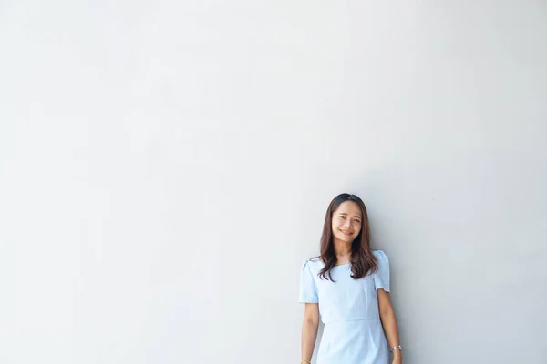Glückliche Asiatische Frau Einem Café Texteingabe Hintergrund — Stockfoto