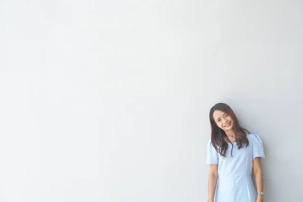 Glückliche Asiatische Frau Einem Café Texteingabe Hintergrund — Stockfoto