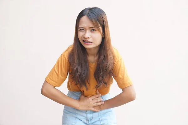 Azjatka Bólem Brzucha Menstruacji — Zdjęcie stockowe