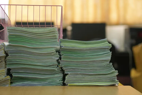 Paper Stack Desk Related Business Functions Morning Light Soft Focus — Stock Photo, Image
