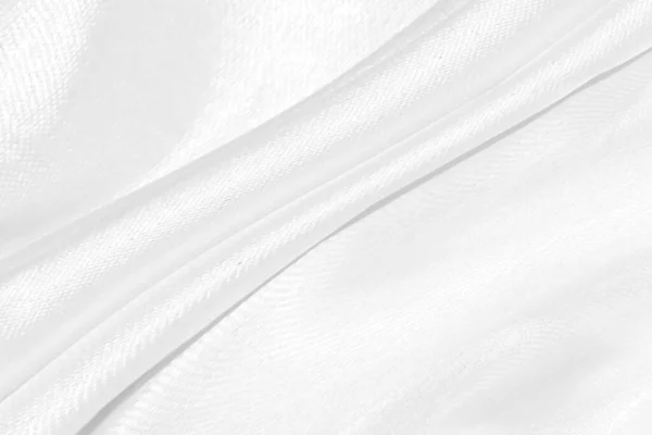Bílé Hedvábí Texturované Tkaniny Pozadí Detailní Záběr Zvlněné Saténové Tkaniny — Stock fotografie