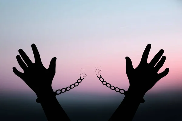 Human Shadow Image Human Hand Chain Absent Get Free — Stock Photo, Image