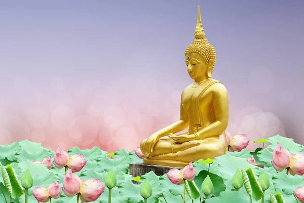 Образ Золотого Будды Дня Будды Махха Асанаха Висаха Буча Фон — стоковое фото