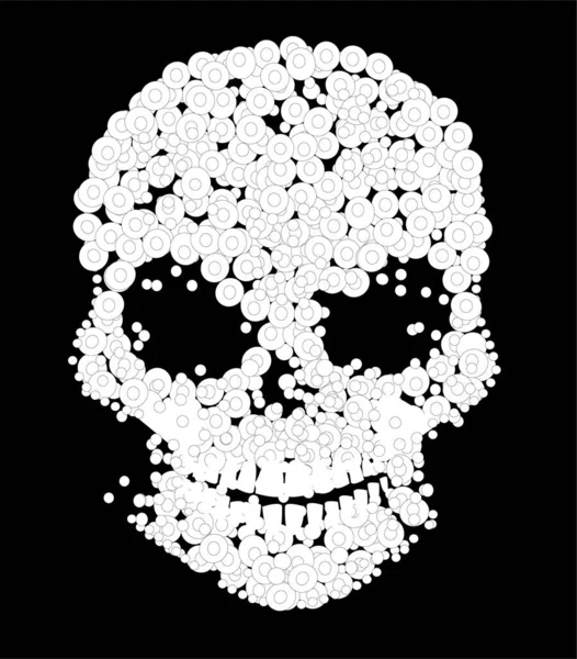 Cabeza Cráneo Grunge Color Blanco Negro Día Los Muertos Icono — Vector de stock