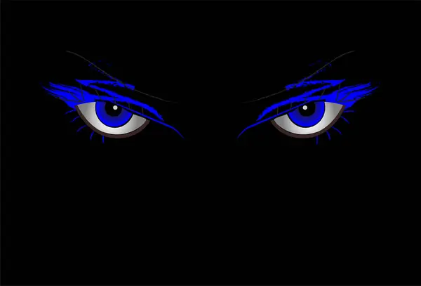 Fondo Maquillaje Color Azul Ojos Aterrador Para Halloween Día Ilustración — Archivo Imágenes Vectoriales