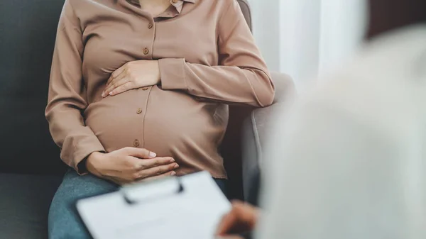 Depressed Pregnant Woman Consultation Psychologist — Photo