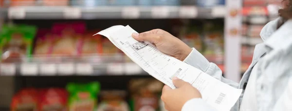 inflation effect, women customer checking product bills after shopping and price are rising