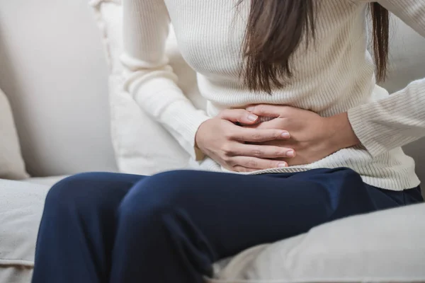 Woman Have Stomach Pain Menstruation — Stock fotografie