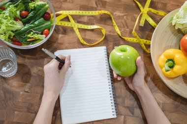 person take note of weight and counting of calories to eat in each day