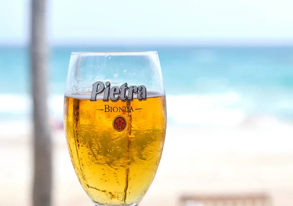 Corsica Frankrijk Juni 2022 Glas Koud Bier Van Het Lokale — Stockfoto