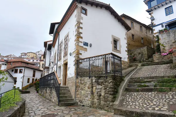 cobbled streets of the fishing village of Lastres in Asturias, Spain