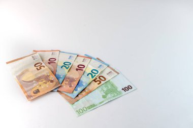 Kopya alanı olan farklı avro banknotlarının arkaplanı