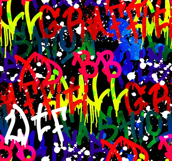 Ručně Kreslit Bezešvé Graffiti Vzor Multicolor Ink Background — Stock fotografie