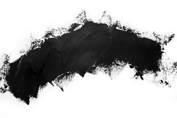 Schwarze Ölfarbe Mit Pinselstrich Handbemalt Isoliert Auf Weißem Hintergrund — Stockfoto