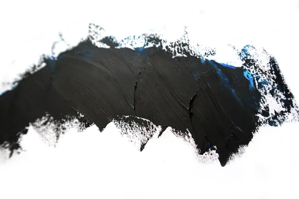 ブラックオイルテクスチャペイントステインブラシストローク 手描き 白い背景に隔離 — ストック写真