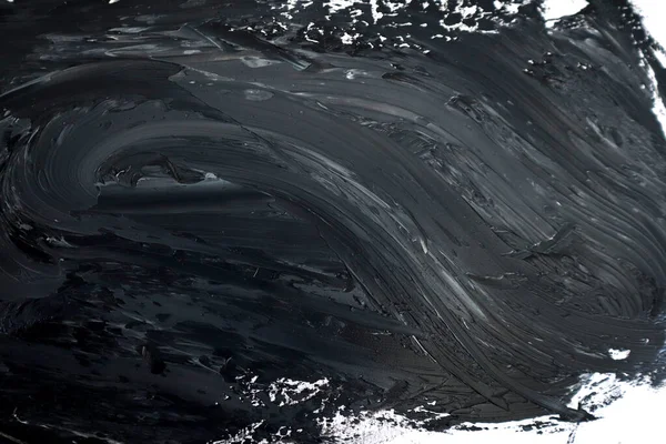 Zwarte Olie Textuur Verf Vlek Penseelstreek Hand Painted Geïsoleerd Witte — Stockfoto