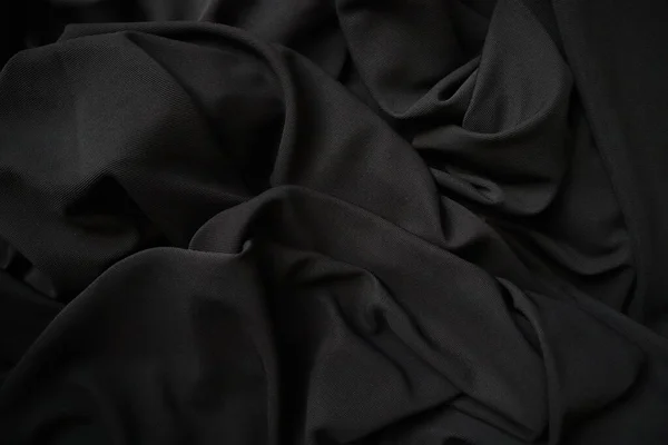 Fondo Textura Tela Negra Color Negro Resbaladizo Tela Ondulada Textura Imágenes de stock libres de derechos