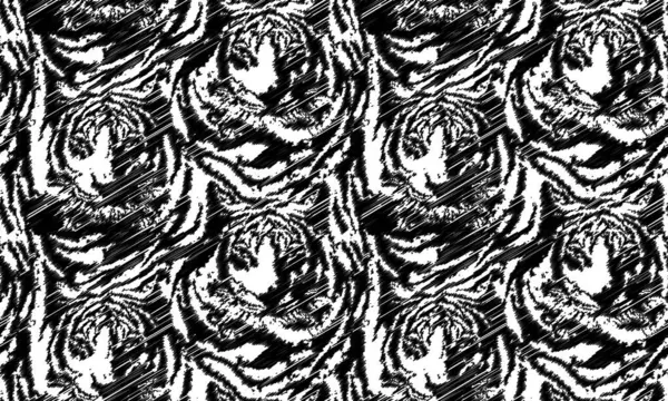 Hand draw scribble tiger pattern. Textile animal pattern.