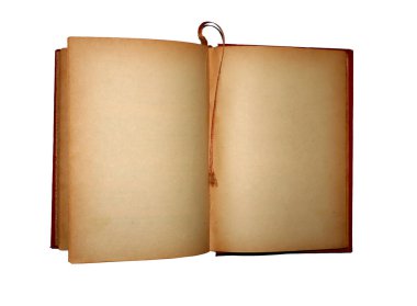 Sayfalı eski bir kitap. Beyaz arkaplanı olan klasik kitap