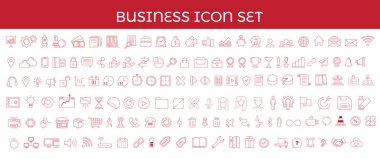 İş simgesi dizaynı. İş süreci, takım çalışması ve insan kaynakları yönetimi ile ilgili doğrusal ikonlar. Mono line pictogram ve infografik tasarım elementleri