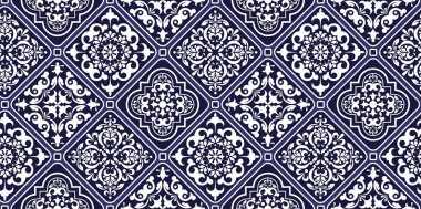 Renkli yamalı, kusursuz seramik fayans. Türkçe olarak çok renkli eski model. Sonu gelmeyen desen seramik fayans, duvar kağıdı, muşamba, tekstil, web sayfası arka planı için kullanılabilir.