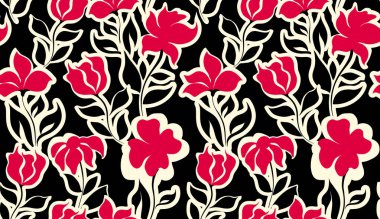 Vektörde Kusursuz Çiçekler Deseni