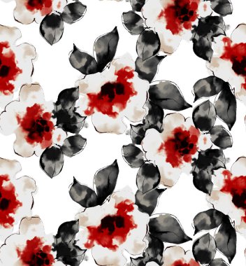 Suluboya çiçek deseni. Soyut desen.